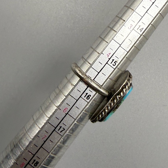Vintage Blue Turquoise Ring Sterling Silver Size 5 - Picture 4 of 8